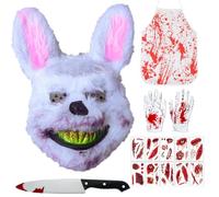 Maschere Da Coniglio Insanguinate,Maschera Da Coniglio Horror,Maschera Spaventosa Per Halloween Coniglietto,Maschera Da Coniglio Paurosa, per bambini adulti per la festa di Carnevale di Halloween