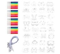 Maschere di Animali da 32 Pezzi E Penne Ad Acquerello da 24 Pezzi, Maschere di Animali Pronte per I Graffiti, Materiali Creativi per Maschere Fai-da-Te, Creazione di Maschere per Bambini