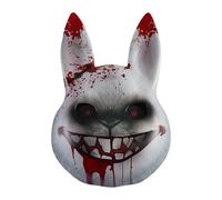 Maschere di coniglio sanguinante horror, traspirante, in PVC, costume da testa di coniglio inquietante, band elastico a metà faccia da costumi di costumi del diavolo realistico, oggetti di scena, ogge