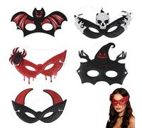 Maschere di Halloween con Glitter 5 Pezzi Regolabili Senza