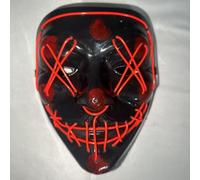 Maschere di Halloween, maschera spaventosa a LED per Halloween, cosplay illuminante, sorriso horror luminoso, viso per uomini, donne, bambini, regali anonimi al neon (rosso)