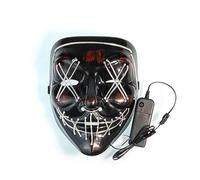 Maschere di Halloween, maschera spaventosa a LED per Halloween, sorriso horror incandescente, cosplay illuminato, viso per uomini, donne, bambini, regali anonimi al neon (bianco)
