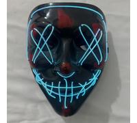Maschere di Halloween, maschera spaventosa a LED per Halloween, sorriso horror incandescente, cosplay, viso per uomini, donne, bambini, regali anonimi al neon (blu ghiaccio)