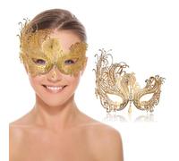 Maschere di Venezia,Maschera Veneziana,Vintage Maschere Carnevale,Maschera veneziana in metallo,Maschera Veneziane per Donna per feste sexy ed eleganti, carnevale di Venezia, mascherata (Oro)