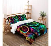 Maschere dipinte Set Di Biancheria Da Letto Artee Copripiumino 2 Pezzi Comfort in Cotone Per Bambini, E Federa A Cerniera Set Copripiumino Double（200x200cm）