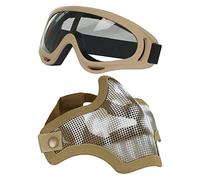 Maschere e occhiali da sole Airsoft, Mezza Faccia Maschera in maglia piena di acciaio e occhiali per CS/Caccia/Paintball/Tiro