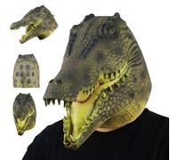 Maschere per animali per adulti Costume di coccodrillo in lattice sicuro Maschere di alligatore traspirante maschera raccapricciante per animali da animale per il cosplay di carnevale di Halloween, c