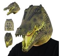 Maschere per animali per adulti Costume di coccodrillo in lattice sicuro Maschere di alligatore traspirante maschera raccapricciante per animali da animale per il cosplay di carnevale di Halloween, c