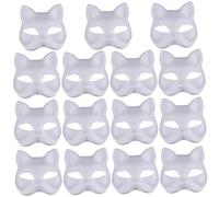 Maschere per gatti, Maschera per gatti 15 pezzi Maschera mezza volpe Therian bianco Maschere per mascherata vuote verniciabili fai-da-te con fascia elastica Volto di animale per Holloween, Festa in m