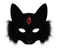Maschere per gatti - Mezza maschera regolabile, finta di Halloween con pietre preziose, copertura del viso per gatti | PROPRIETTO DI COSTUMENTO DI COSTUTTO DI MAGAZZO FURRY PER ADULTI UOMINI DOME BAMB