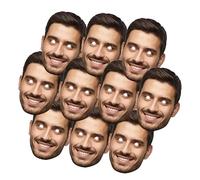 Maschere Personalizzate con Foto (10 Pz, Fino a 2 Immagini) - Avatar Personalizzati DIY con Fregole Elastiche per Uso Diretto, Maschere Divertenti per Feste da Spose, Feste da Sposi e Compleanni