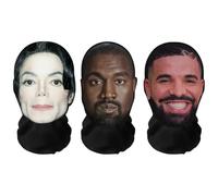 Maschere realistiche per il viso intere stampate in 3D "Music Legends Bundle" Drake, Kanye Ye, Michael Jackson - Respirabili, leggere e comode, ideali per cosplay, feste, Halloween, carnevale ed