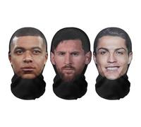 Maschere realistiche per il viso intero con stampa 3D "Bundle Stelle del Calcio" Messi, Ronaldo, Mbappe - Traspiranti, leggere e comode, ideali per cosplay, feste, Halloween, Carnevale, addii al