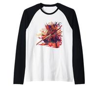 Maschere Samurai Guerriero Leggendario Fiamme Maglia con Maniche Raglan