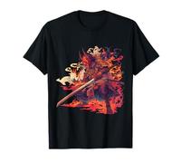 Maschere Samurai Guerriero Leggendario Fiamme Maglietta
