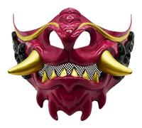 Maschere Samurai Oni a Mezza Faccia in Plastica, Maschera Demone Hannya, Maschera Guerriero Giapponese per Costumi di Halloween, Cosplay, Feste, Accessori