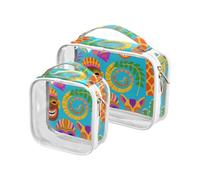 Maschere variopinte Estate Viaggio Toiletry Bag TSA Approvato Impermeabile Trasparente Cosmetic Bag Uomo Kit da barba