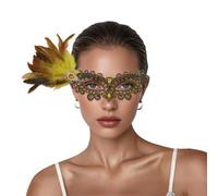 Maschere Veneziana, Elegante Maschera con Pizzo e Cristalli Scintillanti per Feste in Maschera a metà Decorata con Intricati e Dettagli Lusso