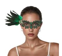 Maschere Veneziana, Elegante Maschera con Pizzo e Cristalli Scintillanti per Feste in Maschera a metà Decorata con Intricati e Dettagli Lusso