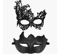 Maschere Veneziane- 2Pcs Maschera Mascherata Maschere Veneziana Coppia Maschera Donna Occhio Veneziano Maschere da BalloDonna Uomo per Carnevale Halloween Feste Mardi Gras Da Festa A Tema Cena Nozze