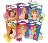 Maschere Viso Bambina, 6 Pezzi Maschere per Il Viso, Maschera Viso con Motivo Femminile, Maschera Viso Set Idrata Profondamente, Profumo di Frutta