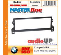 MASCHERINA AUTORADIO 1 DIN BMW MINI FINO AL 2006 ADATTATORE UN DIN. MASTERLINE