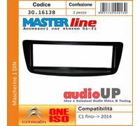 MASCHERINA AUTORADIO 1 DIN PEUGEOT 107 ADATTATORE UN DIN MASTERLINE