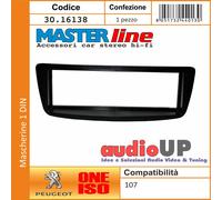 MASCHERINA AUTORADIO 1 DIN PEUGEOT 107 ADATTATORE UN DIN MASTERLINE