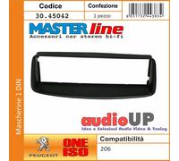MASCHERINA AUTORADIO 1 DIN PEUGEOT 206 ADATTATORE UN DIN MASTERLINE