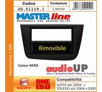 MASCHERINA AUTORADIO 1 DIN SEAT ALTEA DAL 2004 IN POI. ADATTATORE COLORE NERO