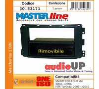MASCHERINA AUTORADIO 1 DIN SMART FOR TWO 2007->2010 ADATTATORE UN DIN MASTERLINE