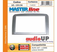 MASCHERINA AUTORADIO 2 DIN ALFA ROMEO 147 DAL 2000 AL 2006 DUE DIN COLORE SILVER