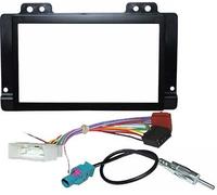 Mascherina autoradio 2 DIN con connettori ISO e adattatore antenna, cornice ISO interna colore NERO per LAND ROVER Freelander 2002->2006