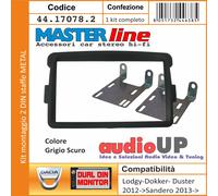 Masterline Mascherina autoradio 2 DIN Dacia Sandero dal 2013 in poi - Grigio scuro