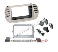 Mascherina autoradio 2 DIN FIAT 500 bianco avorio supporto montaggio plancia