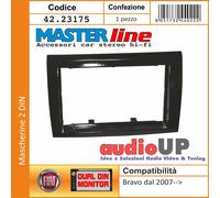 MASCHERINA AUTORADIO 2 DIN FIAT BRAVO 2007 IN POI ADATTATORE DUE DIN MASTERLINE