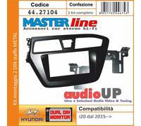 MASCHERINA AUTORADIO 2 DIN HYUNDAI I20 2015> ADATTATORE DUE DIN NERO