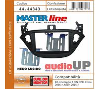 MASCHERINA AUTORADIO 2 DIN OPEL CORSA DAL 2016 IN POI KIT ADATTATORE NERO LUCIDO