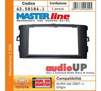 MASCHERINA AUTORADIO 2 DIN PER AURIS DA 2007 IN POI ADATTATORE DOPPIO DIN GRIGIO