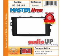 MASCHERINA AUTORADIO 2 DIN PER STEREO CINESI AURIS DAL 2007 IN POI. COLORE NERO