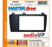 MASCHERINA AUTORADIO 2 DIN VOLVO S60 2000 AL 2009. ADATTATORE CON CORNICE ISO