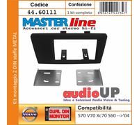 MASCHERINA AUTORADIO 2 DIN VOLVO XC-70 FINO AL 2004. KIT CON STAFFE METALLICHE