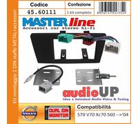 MASCHERINA AUTORADIO 2 DIN VOLVO XC-70 FINO AL 2004. KIT CON STAFFE E CONNETTORI