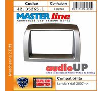 MASCHERINA AUTORADIO ADATTATORE 2 DIN LANCIA Y 2007 IN POI. GRIGIO METALLIZZATO