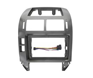 Mascherina Autoradio Kit Montaggio Per Cruscotto Di Navigazione Per Auto Per Lettore Multimediale Android 9 Pollici Per Polo 2004 2005 2006 2007 2008 2009 2010(Frame-silver-cord)