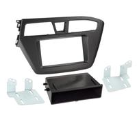 Mascherina autoradio per Hyundai i20, 2 DIN con scomparto, colore nero, anno di costruzione dal 12/2014