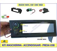 Mascherina Autoradio per Panda Country Club Nero Accendisigari USB Kit Stereo