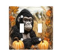 Mascherina decorativa per interruttore della luce, a 2 vie, con scimpanzé autunnale, con zucche di campagna autunnali, per cucina e bagno, decorazione per interruttori Gorilla
