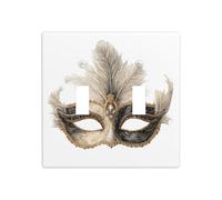 Mascherina in maschera nera e oro a doppia banda, copertura per luce da parete, interruttore decorativo, dimensioni standard - 11,4 x 11,4 cm