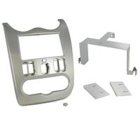 MASCHERINA KIT MONITOR NAVIGATORE GPS DOPPIO 2 DIN DACIA DUSTER SILVER ARGENTO